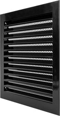 12" x 12" Inch Black Galvanized Steel Vent Cover - Square Industrial Air Vent Louver for Wall, House, Garage - Wire Screen Mesh Louver Grille - Soffit Exhaust Vent, Dryer Vent Cover