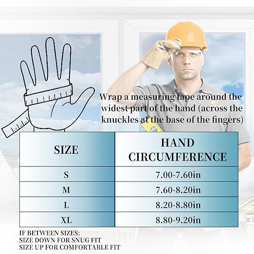 JUMPHIGH Safety Work Gloves, Men's Utility Mechanic Working Gloves for All Purpose, Touchscreen Compatible, Flexible Breathable Fit, Knuckles & Palm (M)