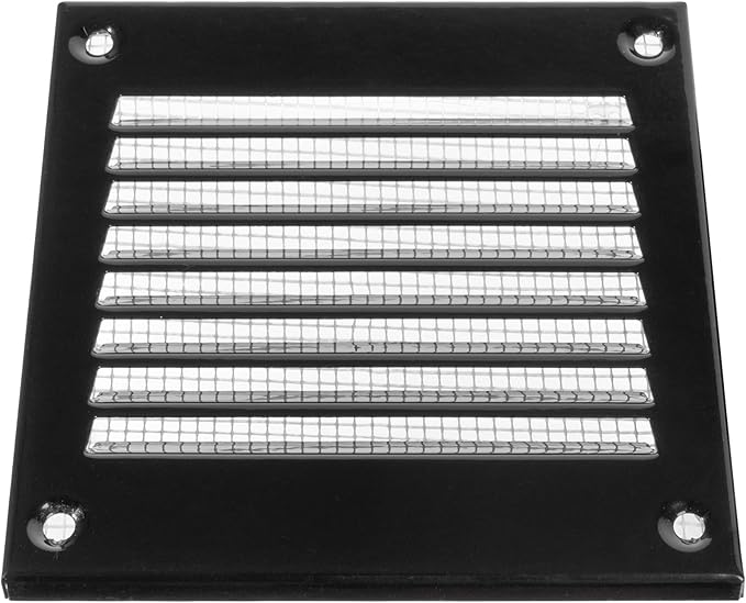 Vent Systems 4'' x 4'' Inch (Overall Dimensions) - Black Air Vent Cover Metal Air Return Grill with Built in Mesh Screen HVAC Vent Duct Cover for Home Improvement - Exhaust, HVAC Ducting Ventilation