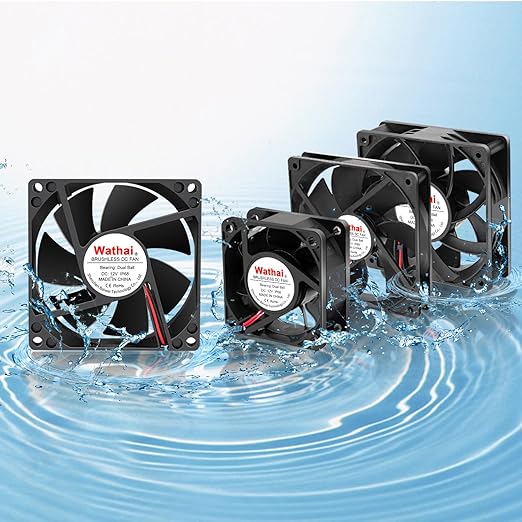Wathai 120mm x 38mm 12V DC IP68 Waterproof Exhaust Fan, Dual Ball Bearing, 116 CFM, 3000 RPM, 6W, 2Pin for RV Refrigerator, Amplifier, Outdoor Equipment, Camper