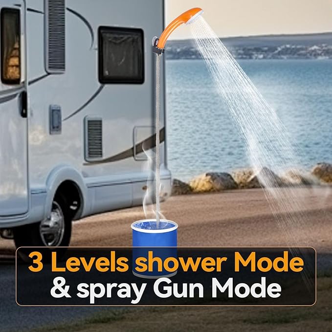 Portable Shower- Lightweight Handheld Sprayer, Rechargeable Water Pump, Durable Waterproof Design, LED Smart Control Panel | Backyard Garden, Camping Tent, Road Trip Adventures, Outdoor Cleaning