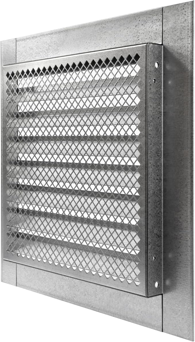 8" x 8" Inch Register Vent Cover - Square, Galvanized Industrial Return Air Vent Cover - Wall, Shed Vent, Foundation Vent - Wire Mesh Crawlspace Louver Grille - Exhaust, Intake Gable Vent