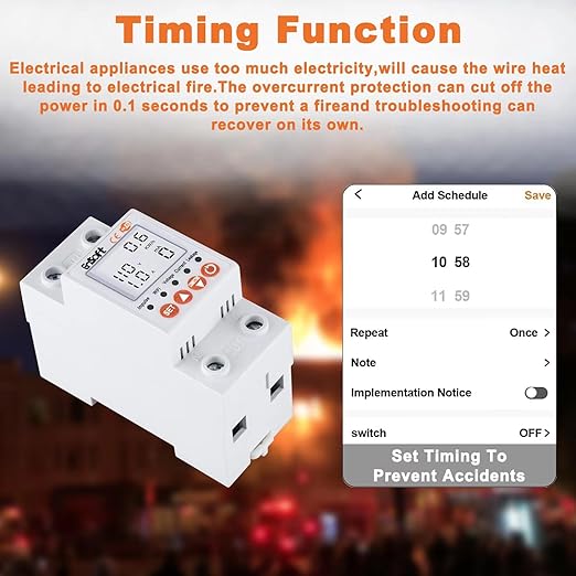 Multi-Functional Smart WiFi Circuit Breaker, Remote Tuya APP Control Circuit Breaker with Leakage, Over Current Over/Under Voltage Protection,Power Meter Energy Monitor and Timer Functions - AC110V