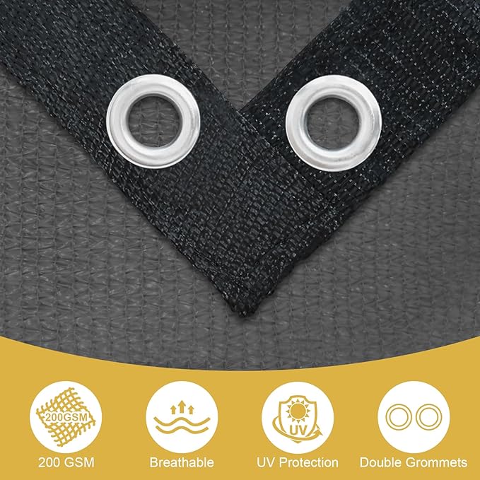 Shade&Beyond Customized Size 90% Sun Shade Cloth with Grommets, 12' X 16' Pergola Shade Cover Canopy, Mesh Tarp Sun Screens for Patio, Outdoor, Garden, Backyard, Dark Gray, GN08
