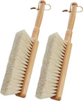 Horsehair Hand Brush Soft Bristles for Upholstery Furniture Couch Bed Beech Wood Handle 12 Inch Long (2pcs)