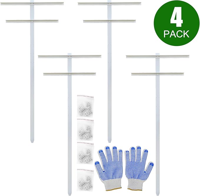 MRGARDEN 7-Feet Adjustable Garden Trellis Set for Raspberry and Climbing Plants, Outdoor Stake Vineyard Trellis, Pack of 4
