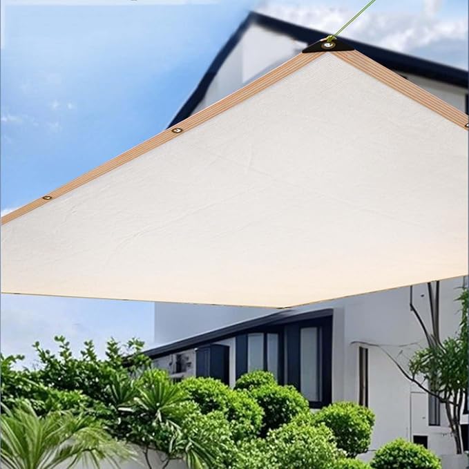 White Shade Cloth for Garden & Greenhouse - Heavy Duty Sunblock Mesh Tarp with Grommets, Outdoor 50% UV Protection Sun Shade Net Cover for Patio, Plants, Pergola, Canopy, Chicken Coop(6.6x10ft)