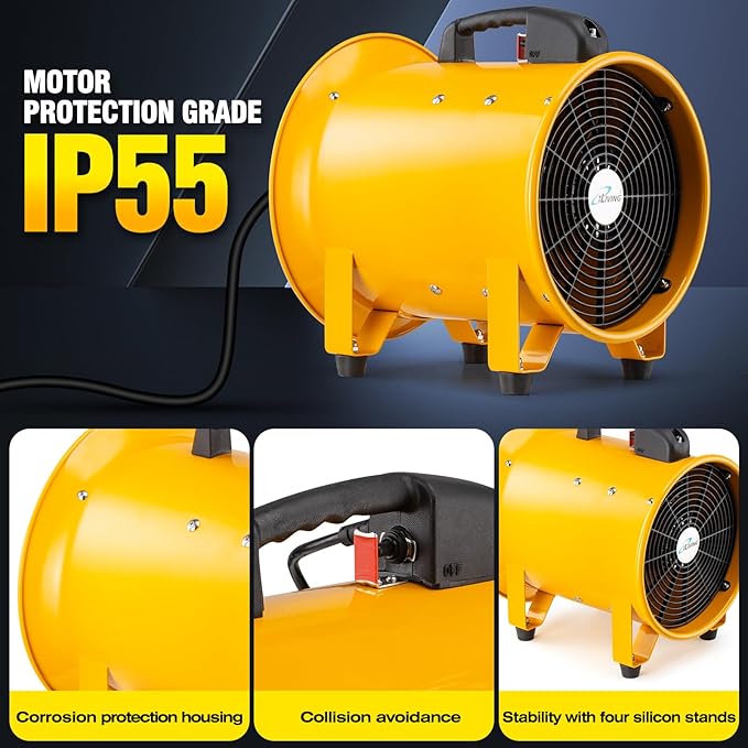 iLiving Utility High Velocity Blower, Fume Extractor, Portable Exhaust and Ventilator Fan (Utility 12")