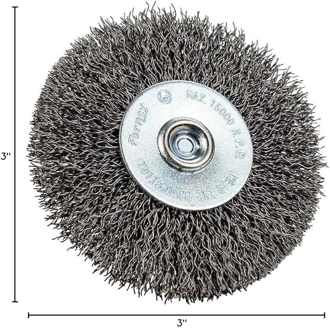 Forney 60016 Wheel Brush, Coarse Crimped Wire with 1/4-Inch Shank, 3-Inch