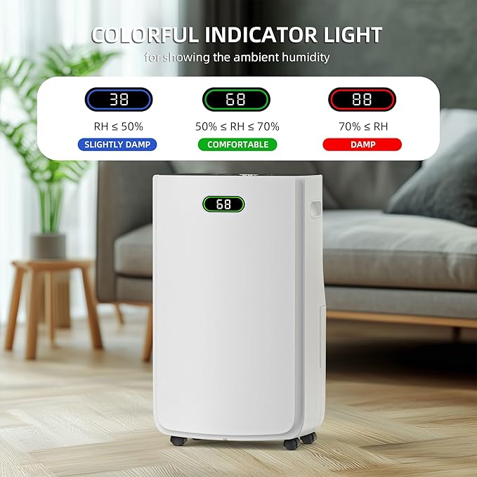 5000 Sq.Ft Dehumidifier for Basement with Drain Hose, 80 Pint Dehumidifiers for Home with Large 6.5L Water Tank,24H Timer,Child Lock,Defrost,Silent,4 Modes Operation Auto Shut-off(80 Pints)