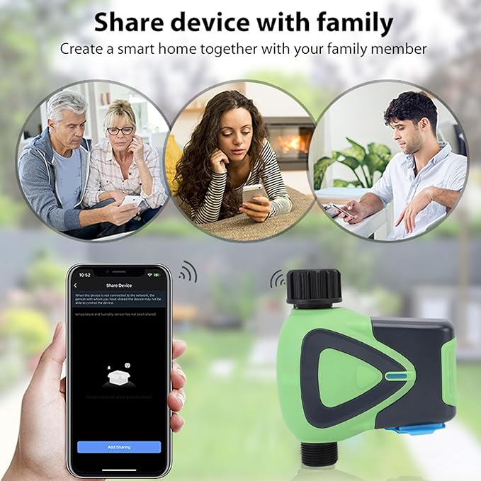 Zunate WiFi Sprinkler Timer for 3/4 Inch Hose, APP Voice Control Smart Water Timer, Automatic Irrigation Controller for Garden Lawn Yard with 45m Range, Family Sharing