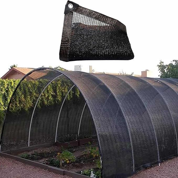 Black 50% Shade Cloth Heavy Duty - UV Resistant Sunblock Mesh Netting with Grommets for Garden Greenhouse Patio Chicken, Breathable Plant Cover(5.0x6.0m)
