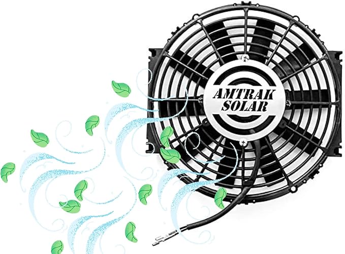Amtrak Solar 10-Inch 12V DC Attic Exhaust Fan – Quiet, Powerful Ventilation for Garage, RV, Greenhouse, or Shed – Moisture & Heat Reduction – Easy Plug-and-Play Setup – Fan Only