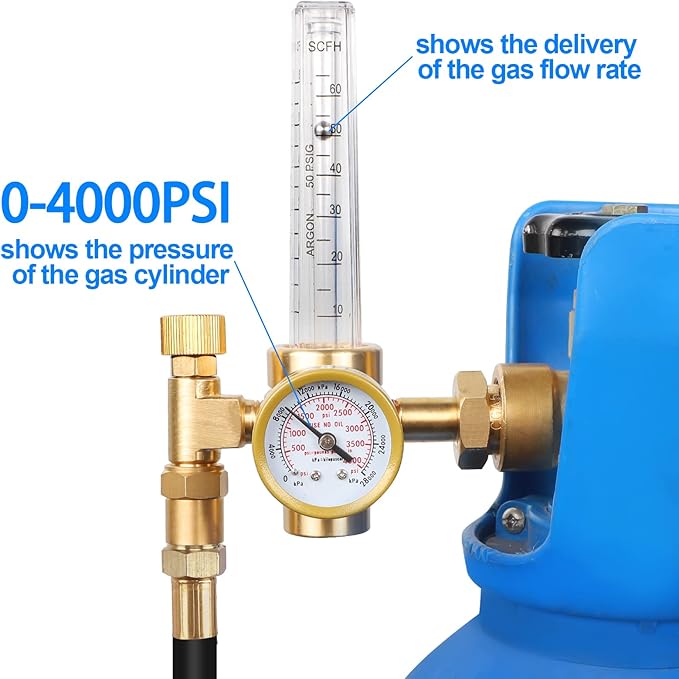 BETOOLL Argon Regulator - Welding Regulator - Argon/CO2 Mig Tig Flow Meter Gas Regulator Gauge With 6.6Ft Gas Hose