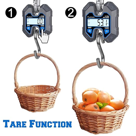 Fuzion Mini Crane Scale - Hanging Scale 440lb/200kg/1960N, Deer Scale Hanging with Large LCD Display, Hold & Tare Functions, No Assembly Needed