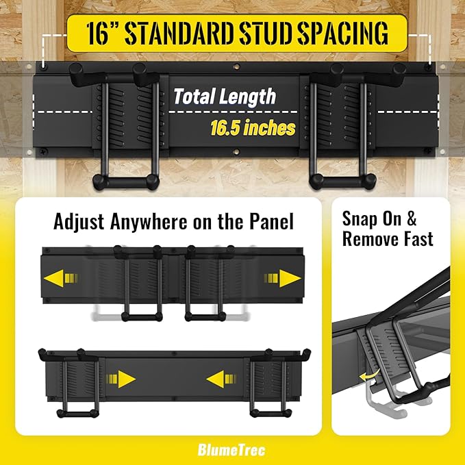 Garage Tool Organizer Wall Mount, 96" Heavy-Duty Metal Wall Organizer, 6 Rails with 12 Adjustable Hooks, Garden Storage Rack for Organization, Sturdy Tool Hanging Holder for Shovel Shed Yard