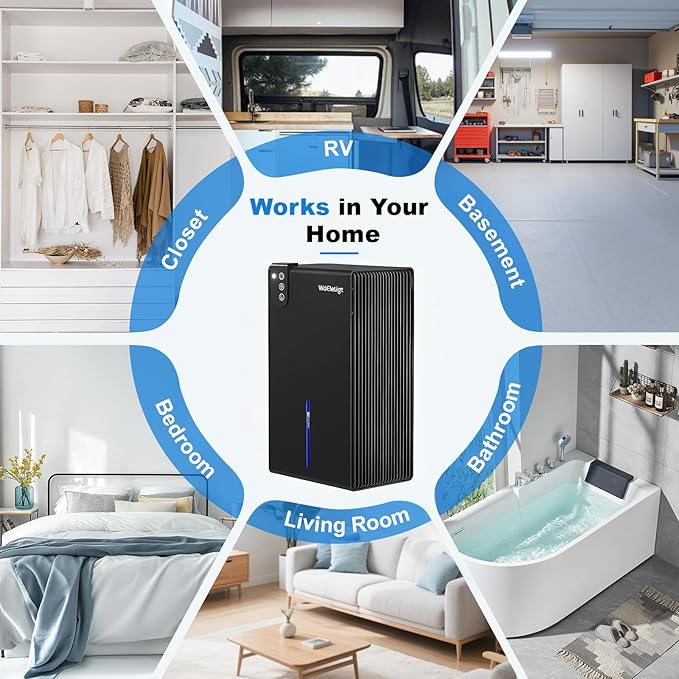 Dehumidifier for Home (85 OZ, 1000 sq ft) Small Dehumidifiers for Basement, Auto Shut-Off, Sleep Mode, 7 Color Light, Quiet Dehumidifier for Bedroom, Bathroom, Living Room with Drain Hose(Pure Black)