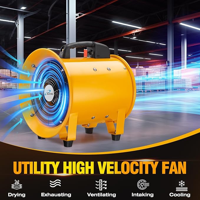 iLiving Utility High Velocity Blower, Fume Extractor, Portable Exhaust and Ventilator Fan (Utility 10")