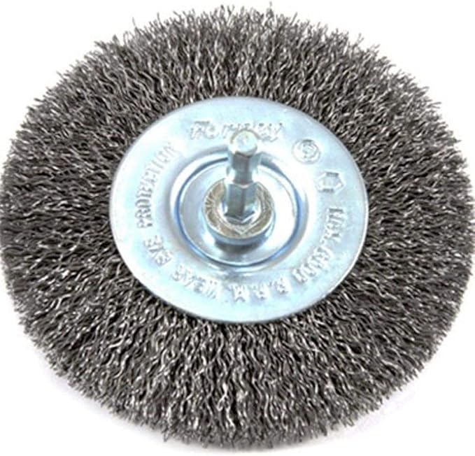 Forney 72739 Wire Wheel Brush, Coarse Crimped with 1/4-Inch Hex Shank, 4-Inch-by-.012-Inch