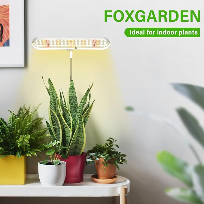 FOXGARDEN Grow Light, Full Spectrum LED Grow Lamp, Plant Lights for Indoor，Auto Timer 4/8/12H, 4 Dimmable, Height Adjustable 8.5"-24", Growing Lights 2 Pack