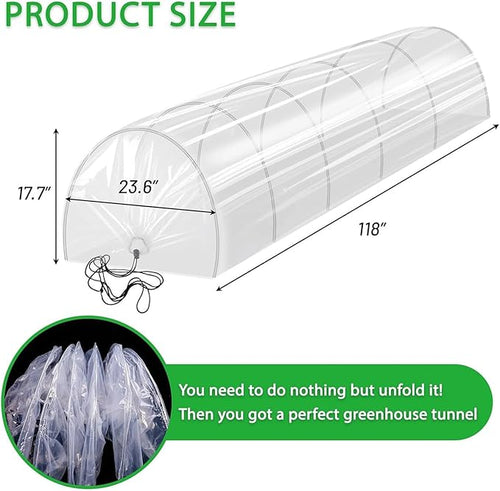 10ft Portable Greenhouse Protection from Sun Heat,Garden Tunnel Shade Net Cover with Quick-Release Technology,Row Covers for Vegetables Plant Cover from Sun(PE Film,1 Pack)