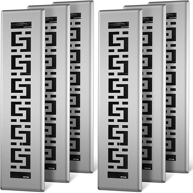 Floor Register 2x14-6 Pack Floor Vent Covers Heavy Duty Walkable Steel Floor Vents Adjustable Decorative Vent Covers for Home Floor Sidewall Office or Ceiling Vent
