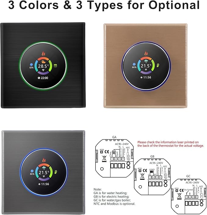 Docooler WiFi Smart Thermostat Temperature Controller Weekly Programmable Button Control/Mobile APP/Voice Control Compatible with Alexa/Google Home/Tuya App - for Water/Gas Boiler 5A