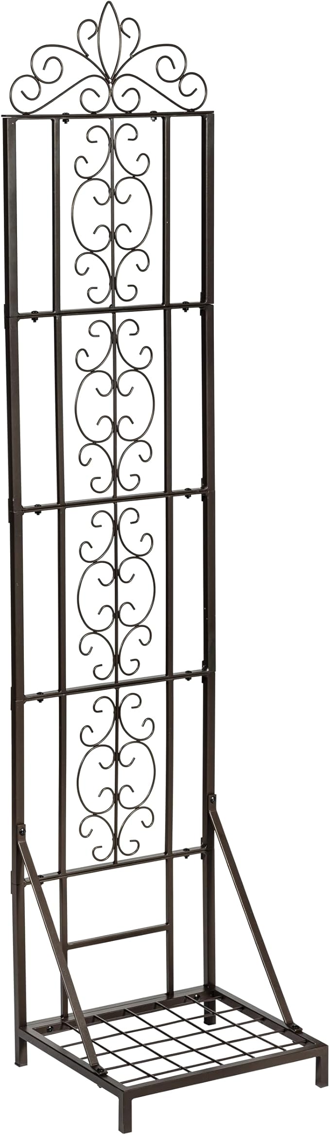 Evergreen Garden Montebello Metal Plant Stand with Lattice Trellis for Climbing Plants, Floor Tall Plant Stand Indoor and Outdoor for Patio, Porch, Garden