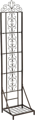 Evergreen Garden Montebello Metal Plant Stand with Lattice Trellis for Climbing Plants, Floor Tall Plant Stand Indoor and Outdoor for Patio, Porch, Garden
