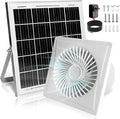 Solar Exhaust Fan, 25W Solar Panel + 8" Ventilation Vent Fan, with Power Adapter, Anti-backflow Valve, High Speed Solar Powered Exhaust Fan for Shed, Chicken Coop, Greenhouse, Dog House (White)