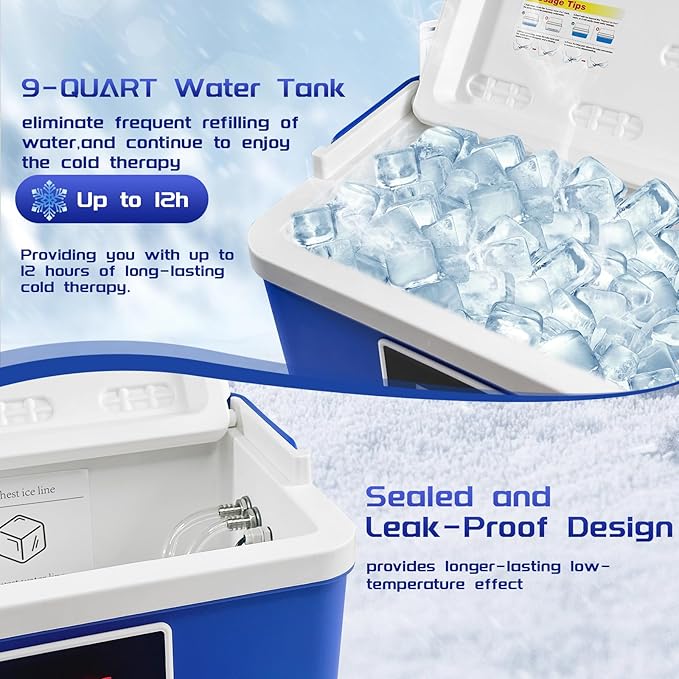 Cold Therapy Machine- Ice Therapy Machine for Knee, Large Capacity Water Tank, Quiet Pump, Adjustable Time and Flow Speed, for Sports Injuries, Knee Pains