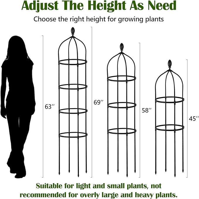 Garden Obelisk Trellis for Climbing Plants Outdoor 6 Ft Rose Bush Round Trellis for Pots Rustproof Metal Pipe with Plastic Coated Plant Flower Trellises for Clematis Vine Jasmine Support