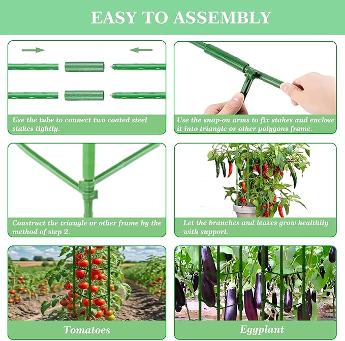Moirsunt 66Inch Tall Tomato Cage for Garden, 4Pack Plant Support Heavy-Duty Garden Stakes, Tomato Trellis for Potted Plants, Height Adjustable Tomato Cage Trellis for Climbing Plants Flowers