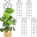 33.8in Tall Trellis for Climbing Plants Indoor & Outdoor, 4 Pack Metal Trellis for Potted Houseplant, Sturdy Support for Ivy, Pothos, Monstera, Hoya and Flower Vines, Black
