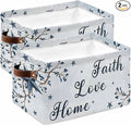 Texas Star Country Storage Bins Cubes Waterproof Cloth Storage Basket, Blue Farmhouse Branches Foldable Storage Bags for Shelf Closet Clothes Storages Organizers with Handles 15x11x9.5 in 2PCS