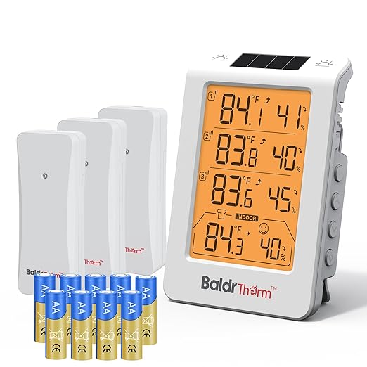 Wireless Freezer Monitor with 3 Sensors, 328ft Long Range Digital Refrigerator Thermometer with Min/Max Temp and Smart Adjustable Orange Backlight, for Home, Garage & Breast Milk