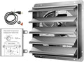 iPower 20 Inch Wall Mounted Shutter Exhaust Fan with Temperature Controller and Power Cord Kit, Aluminum, 1200 RPM, 3368 CFM, for Attic, Garage, Louvered Vent, Plant, Greenhouse, Silver