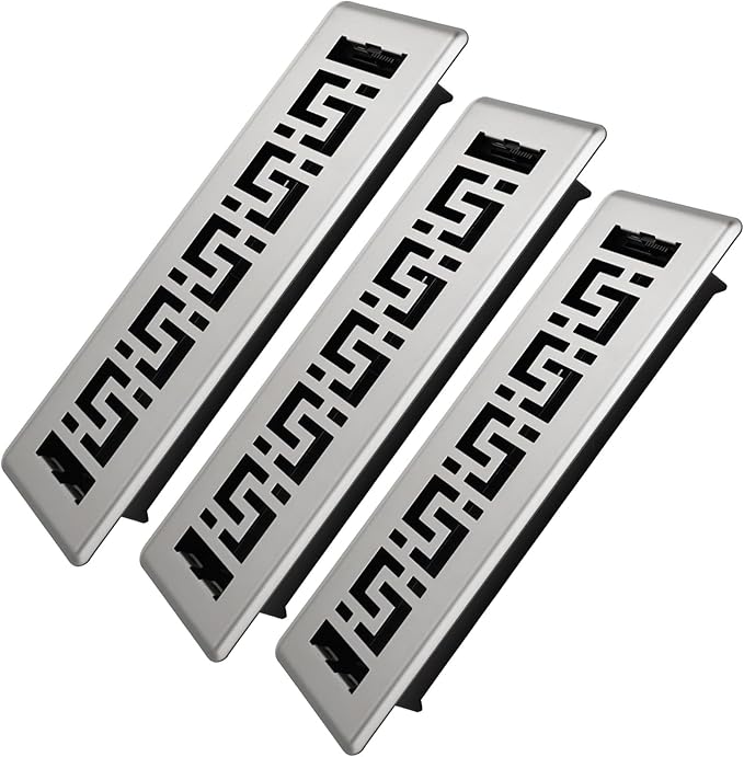 3 Pack Floor Register 2x12 Inches - Heavy Duty Walkable Steel Decorative Vent Covers for Home Floor Air Floor Vents Register Easy Adjust Air Flow with Scratch Resistant Finish