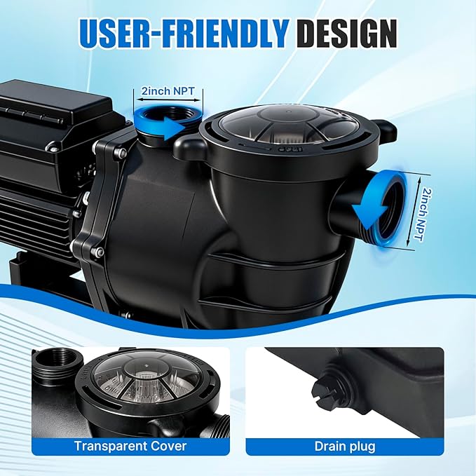 Variable Speed Pool Pump,3HP High Flow 167 GPM Energy Efficient Pool Pump,220V-240V Powerful Swimming Pool Pumps with 2inch NPT Connectors,Filter Basket for Inground or Ground Pools