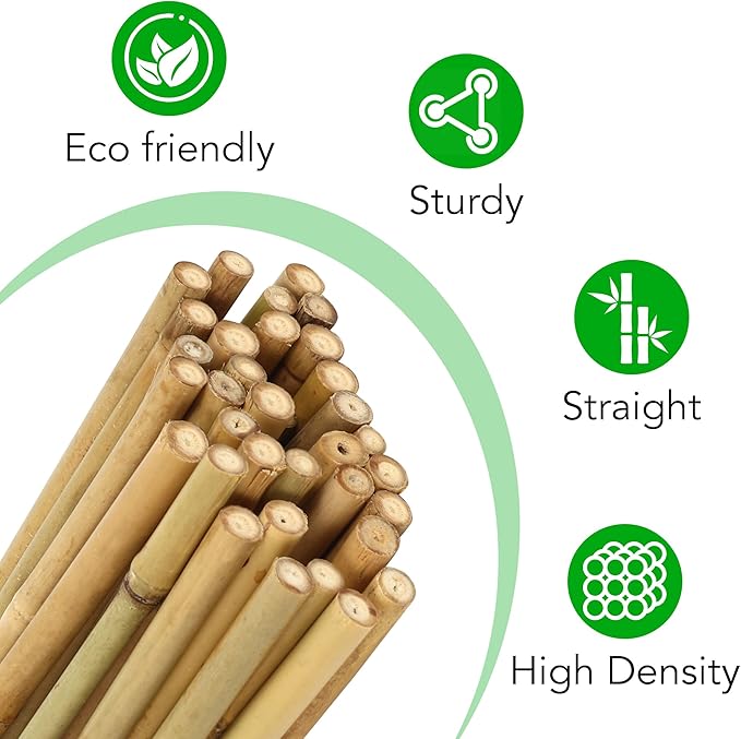 SWANGSA 6 Pack 4Ft Bamboo Trellis for Climbing Plants, Fan-Shaped Garden Ladder Trellis with 100pcs Twist Ties for Outdoor and Indoor Plant Support, Potted Plants, Cucumber, Tomato, Vine