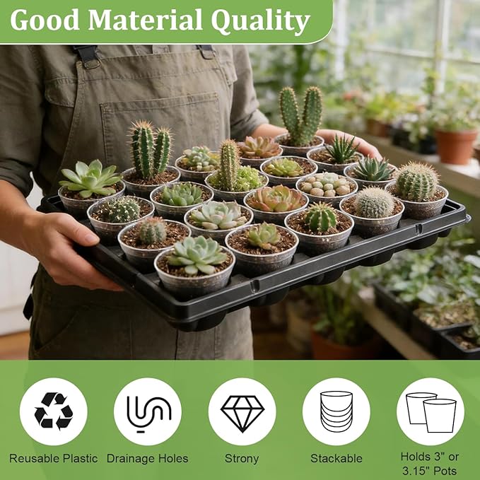 3 Inch Clear Nursery Pots 100 Pcs with 5 Pcs 20 Cell Potting Trays, 5 Sets Seed Starting Kit for Seedlings Cuttings Indoor Growing, Sturdy Transparent Plant Pot Carrying Tray Germination Set