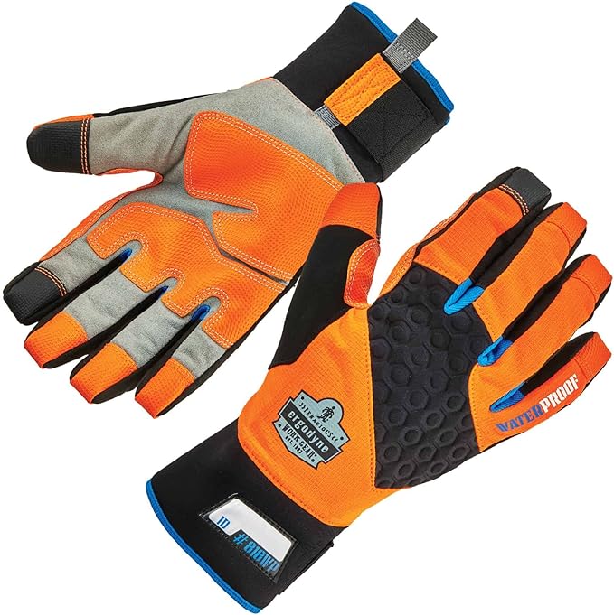 Waterproof Work Gloves, High Visibility, Thermal Insulated, Touchscreen, Enhanced Grip, Ergodyne ProFlex 818WP , Orange