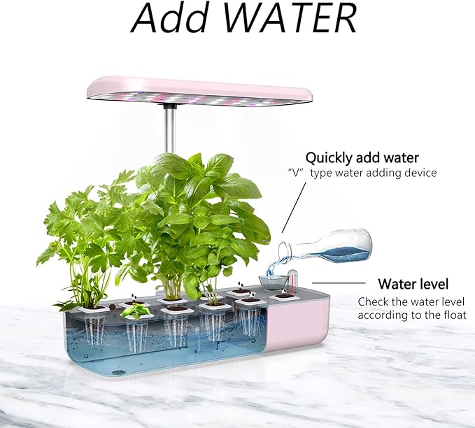 10 Pods Hydroponics Growing System Indoor Garden with LED Grow Light Smart Herb Garden Kit Automatic Timer Plants Germination Kit Height Up to 12.6"
