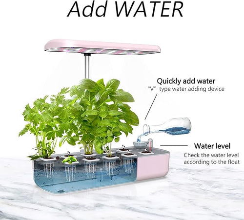10 Pods Hydroponics Growing System Indoor Garden with LED Grow Light Smart Herb Garden Kit Automatic Timer Plants Germination Kit Height Up to 12.6"