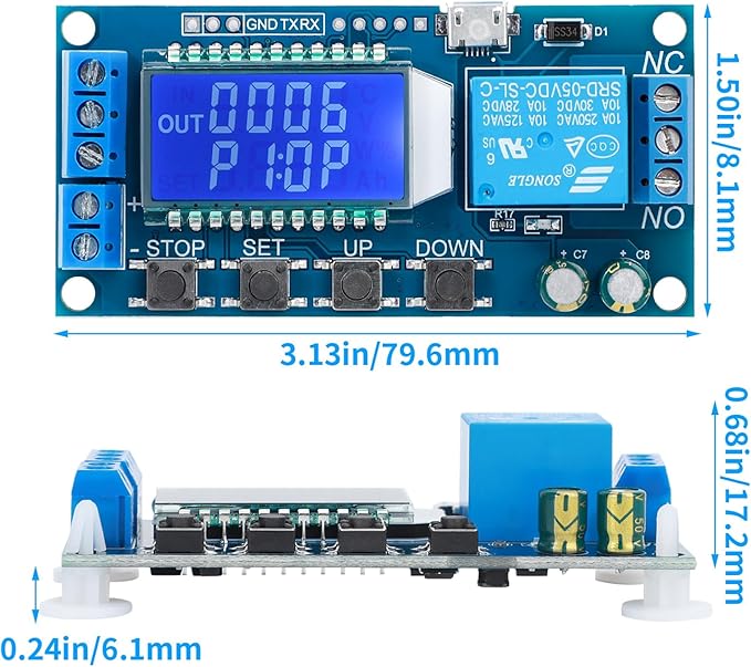 DROK Timer Relay 2pcs, DC 6V-30V LCD Display Time Delay Relay Cycle Timer 0.01s-9999mins with Input 5V Micro USB Port