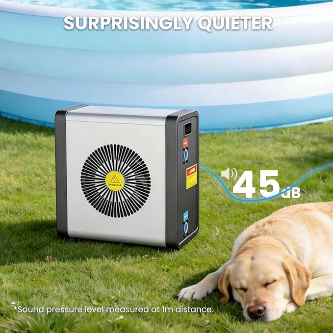 DoCred 17,000 BTU Swimming Pool Heat Pump, Electric Pool Heater for Above Ground Pool up to 5,000 Gallons, Ultra Quiet 29-45 dB, 5.5 COP, 115V, Heating and Cooling Pool Heater