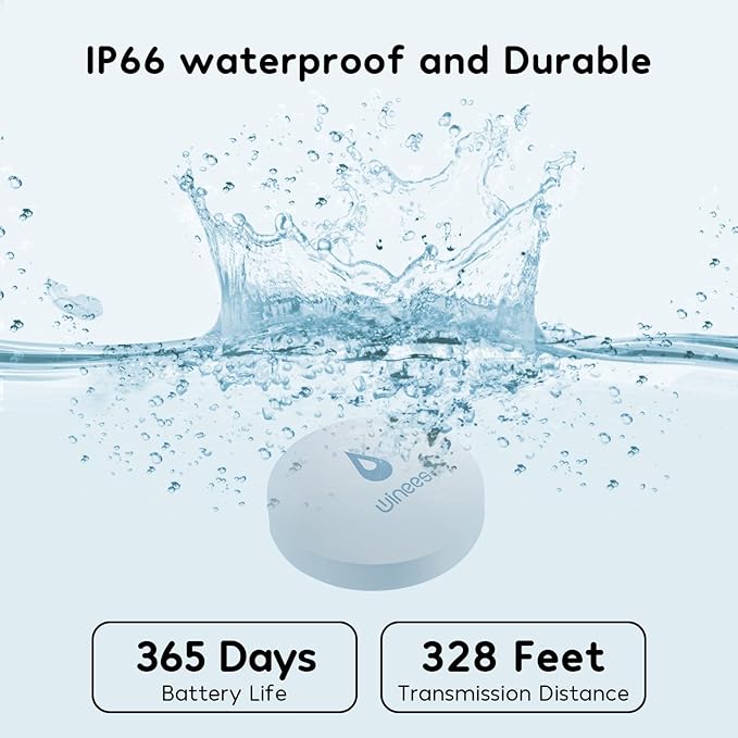 Winees WiFi Water Detector, 3 Pack Water Sensors with Leak Alert Email&SMS Notification, 100dB Adjustable Alarm, 100M Transmission for Basement, Bathroom, Laundry, IFTTT