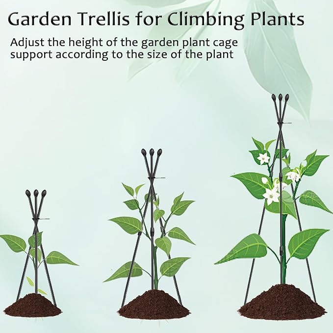 Garden Trellis for Climbing Plants, 2 in 1 Plant Trellis Rustproof Metal Pipe with Plastic Coated, 4Ft Plant Support for Potted Plant Outdoor Indoor, Plant Cages & Supports for Vines,1Pack