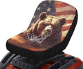 Bear and American Flag Tractor Seat Cover, Heavy-Duty Waterproof Lawn Mower Seat Cover with Pockets, Universal Fit Riding Lawn Mower Cover, Tractor Accessories