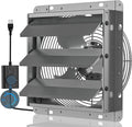 Hon&Guan 12 Inch Shutter Exhaust Fan with Stepless Speed Controller, 764 CFM High Airflow, 1600 RPM Wall Vent Fan, Automatic Gravity Shutters, Easy Install for Garage, Shed & Greenhouse, Gunmetal Gray